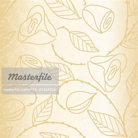 Gold hand drawn wedding pattern. Tiles can be combined seamlessly. Graphics are grouped and in several layers for easy editing. The file can be scaled to any size.