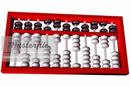 Isolated illustration of a traditional mathematical abacus