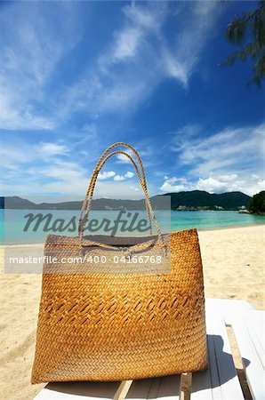 Beautiful beach landscape with bag in Thailand