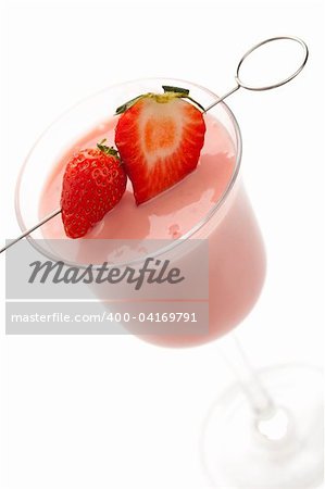 Strawberry yoghurt in glass with fresh strawberries