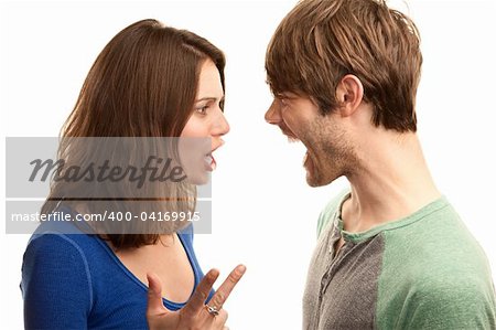 Attractive young hipster couple on white background