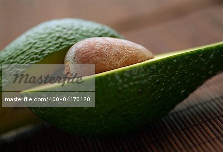 Close-up avocado sliced in half