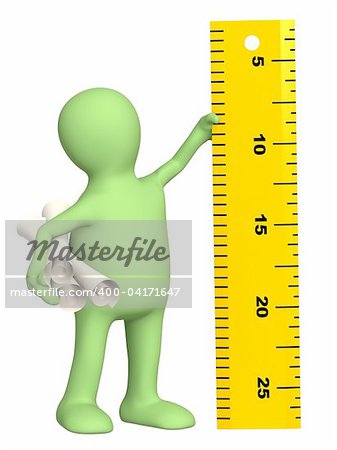 3d puppet with ruler - over white