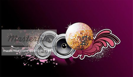 Vector illustration of grunge abstract party Background with music design elements
