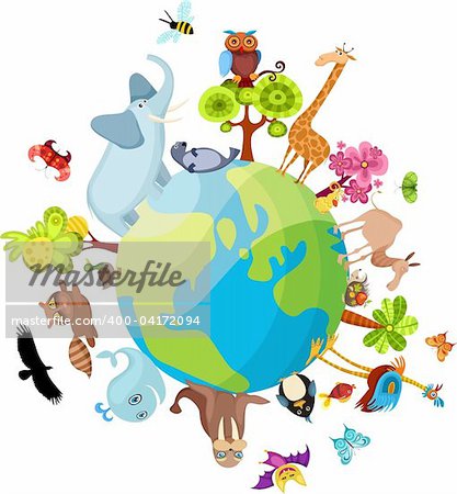 vector illustration of a animal planet
