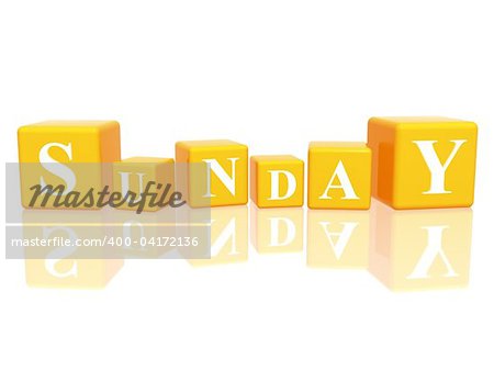 3d yellow cubes with letters makes sunday