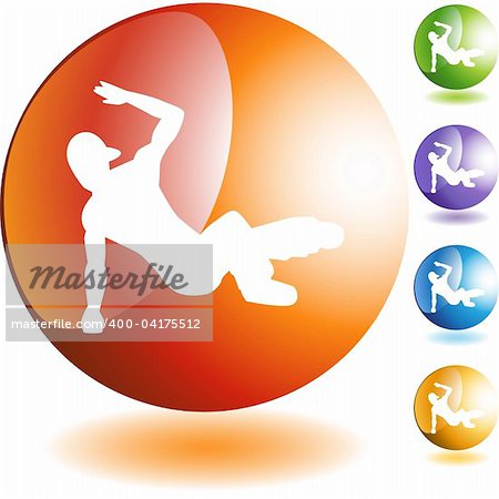 Breakdancer icon web button isolated on a background.