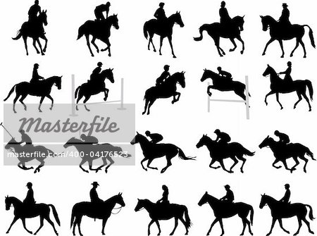 20 high quality horsemen silhouettes - vector