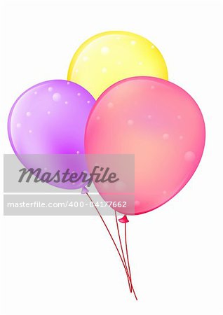 three color ballon on the white background