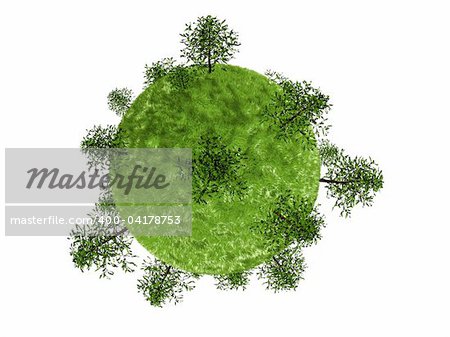 3d rendered illustration of trees on a green globe