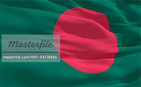 Fluttering flag of Bangladesh on the wind