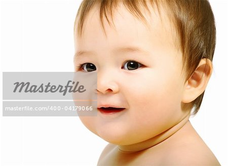 Adorable happy baby. Isolated on white background.