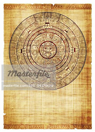 Maya calendar on ancient parchment