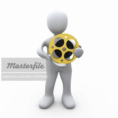 3D Person Holding A Film Reel .