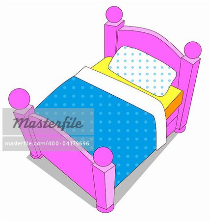 cartoon color bed on the white background