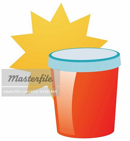 red beverages cup with yellow parteen on a white background