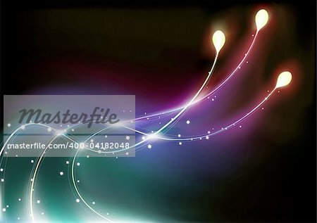 Vector illustration of  futuristic abstract glowing background resembling motion blurred neon light curves