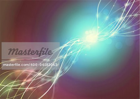 Vector illustration of  retro abstract glowing background resembling motion blurred neon light curves