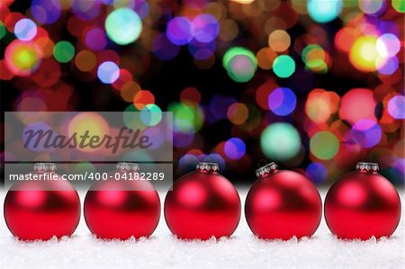 Red Christmas Bulbs and Pretty Lights