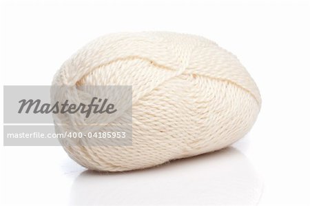 White wool threads. Isolated on white.