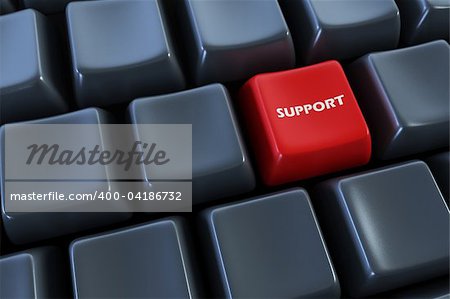 keyboard with support button 3d rendering