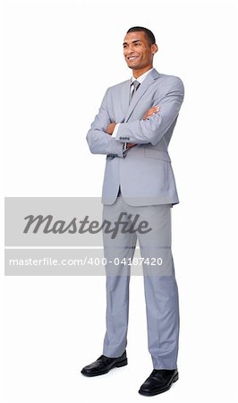 Charismatic Attractive businessman with folded arms standing