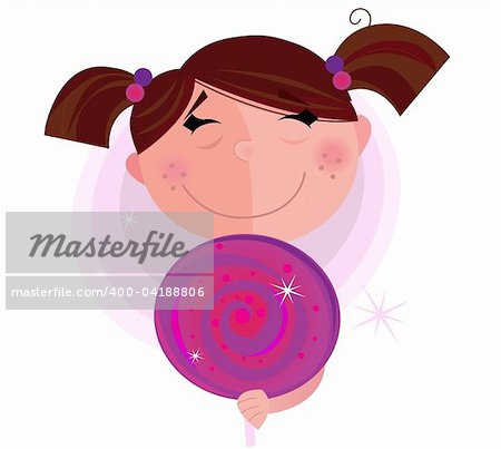 Child with candy. Vector cartoon Illustration.