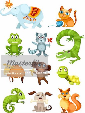 vector illustration of a colorful animal set