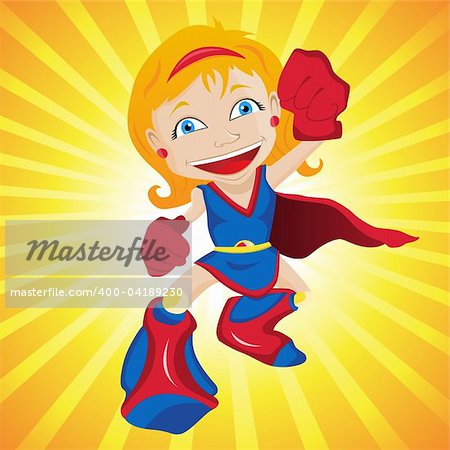 Super hero Girl. Editable Vector Illustration