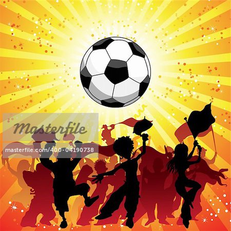 Huge Crowd Celebrating Soccer Game. Editable Vector Image