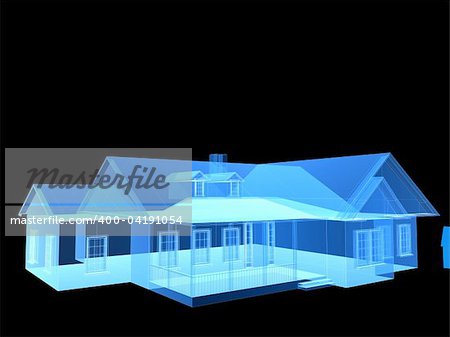 3d rendered illustration of a transparent house