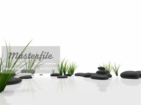 3d rendered illustration of stones and grass