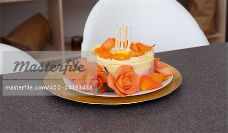Close-up of a birthday cake on the table