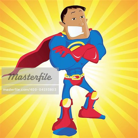 Black Super Man Hero Dad. Editable Vector Illustration