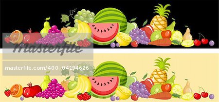 vector illustration of a fruit card set