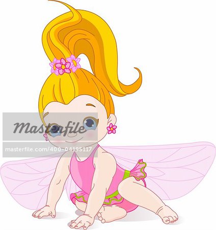 Sitting cute Baby fairy with Flowers
