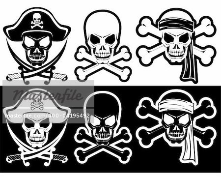 Jolly Roger, Pirate attributes, Skull and Crossbones silhouette