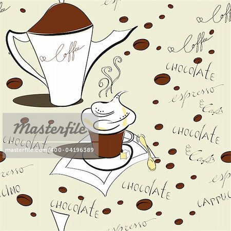 Vector seamless pattern with coffee beans