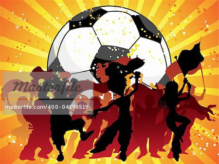 Huge Crowd Celebrating Soccer Game. Editable Vector Image