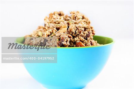 cinnamon raisin granola in a bowl