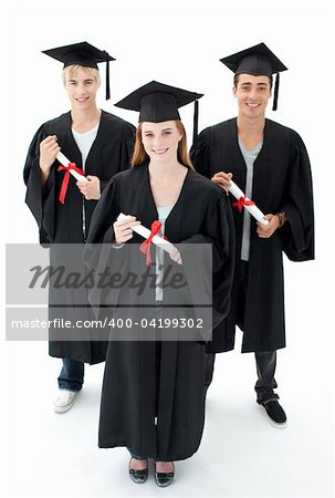 Happy group of teenagers celebrating after Graduation