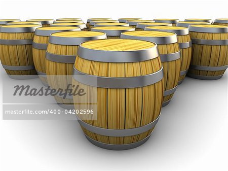 abstract 3d illustration of barrels group over white background