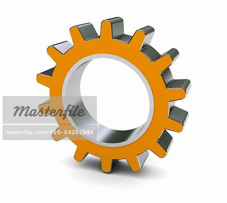 3d illustration of single gear wheel over white background