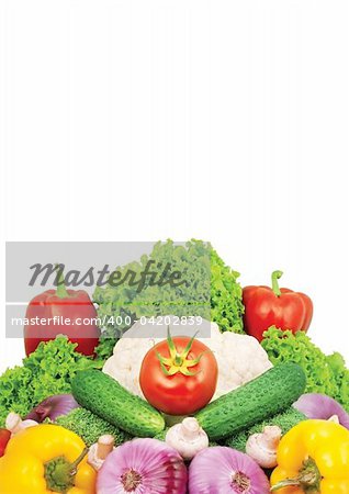 Assorted fresh vegetables isolated on white background