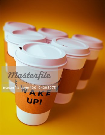 3D render of a group of disposable coffee cups
