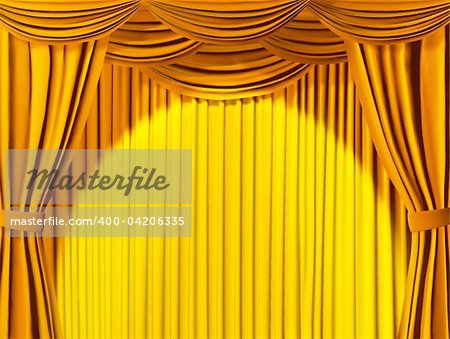 Theatrical curtain of yellow color