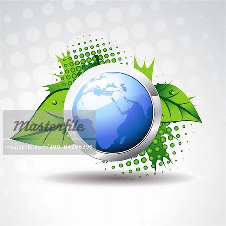 blue vector earth with green leaves around it
