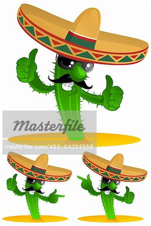 three mexican cactus