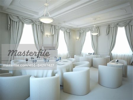 gray 3d interior salon and classic stile