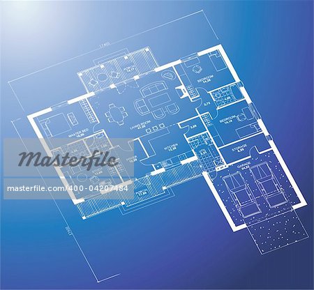 Architectural white plan blueprint background. Vector illustartion